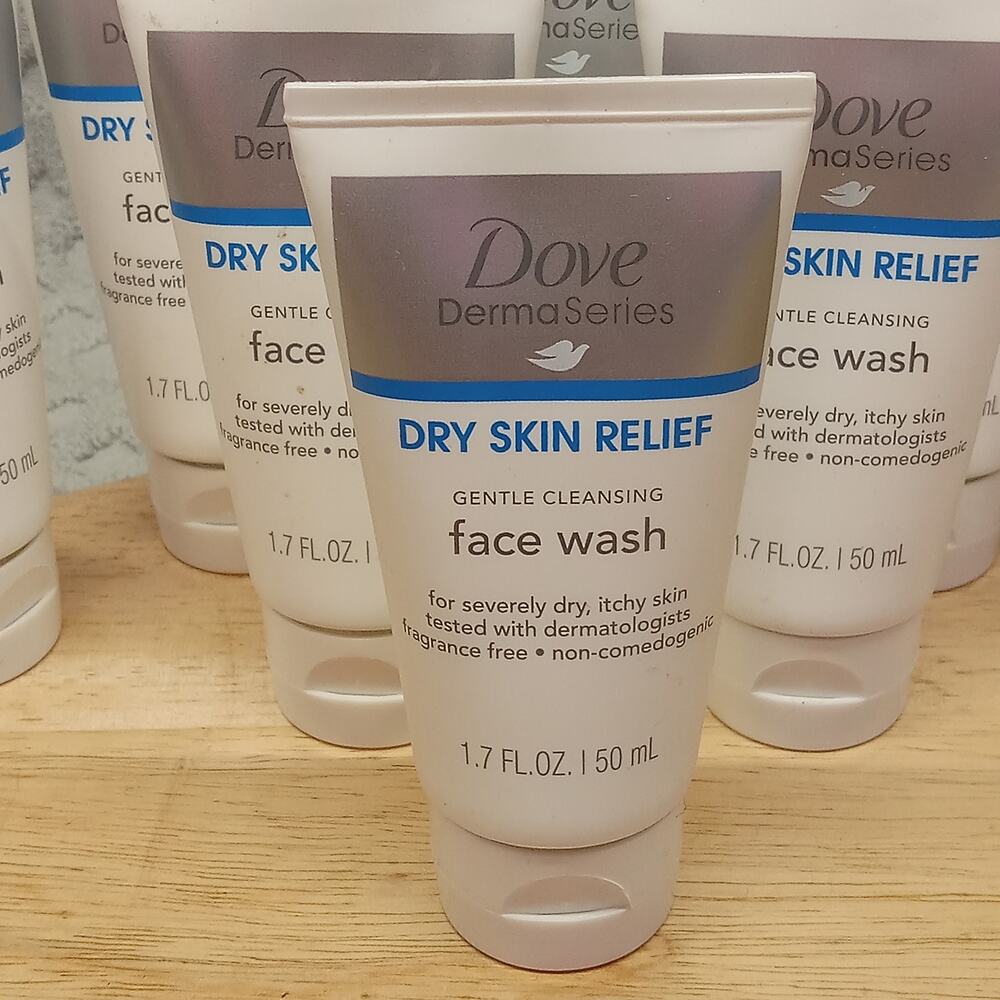 8 Dove Derma Series Dry Skin Relief Face Wash 1.7oz. Gentle - Picture 2 of 4